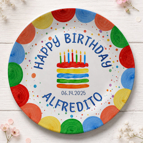 First Birthday Cake Keepsake Custom Name Ceramic Personalized Birthday Plate P829WLE0