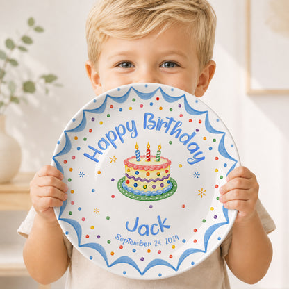Blue Scallop Cake Personalized Birthday Plate P611FTC0