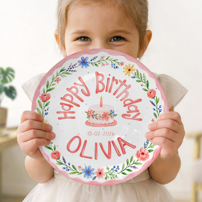 Wildflower Cake Personalized Birthday Plate P331MSR0