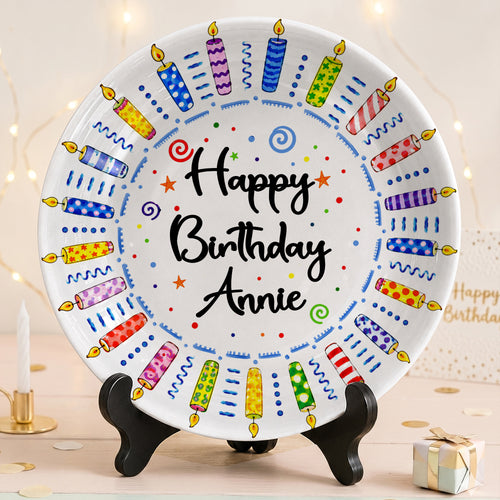 Colorful Birthday Candles Personalized Birthday Plate for Kids P619TMD0