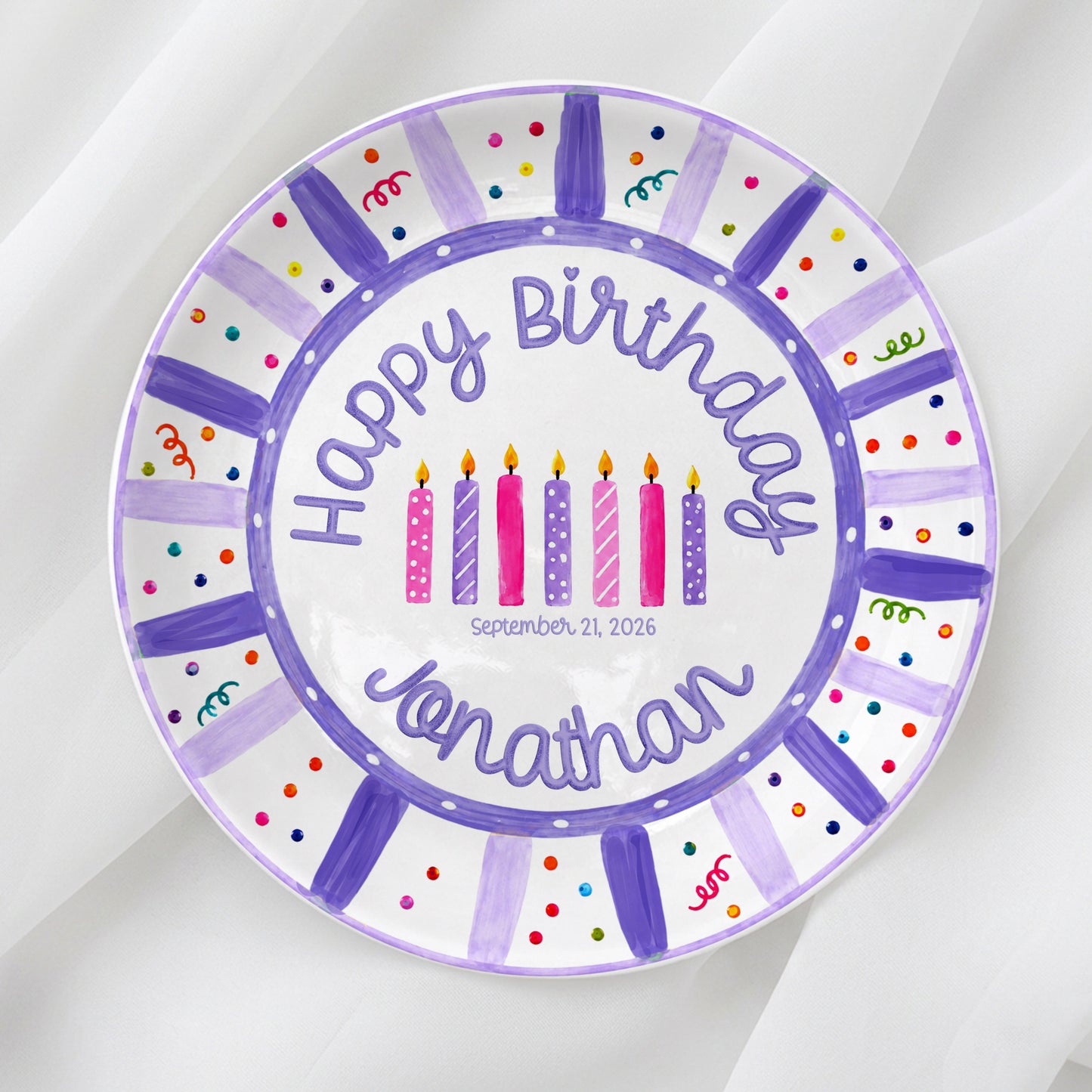 Purple Birthday Candles Keepsake Personalized Birthday Plate P7185Z10