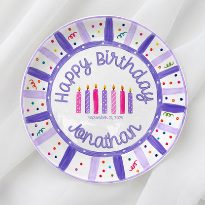 Purple Birthday Candles Keepsake Personalized Birthday Plate P7185Z10