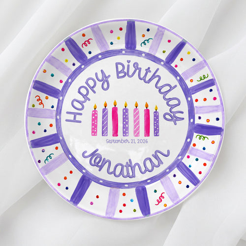 Purple Birthday Candles Keepsake Personalized Birthday Plate P7185Z10