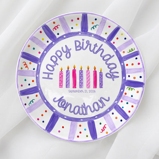 Purple Birthday Candles Keepsake Personalized Birthday Plate P7185Z10