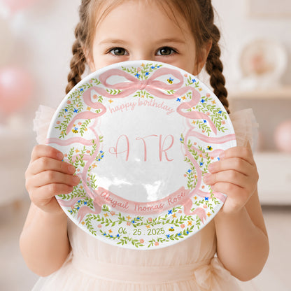 Floral Monogram Personalized Birthday Plate P5293SS0