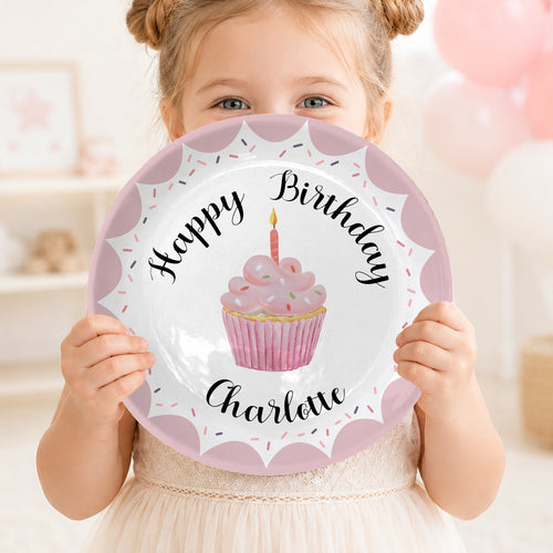 Scallop Cupcake Personalized Birthday Plate P62QXN0