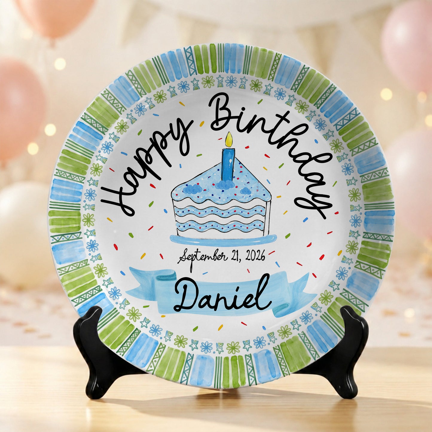Cupcake First Birthday Keepsake Custom Name Ceramic Personalized Birthday Plate P829GRV0