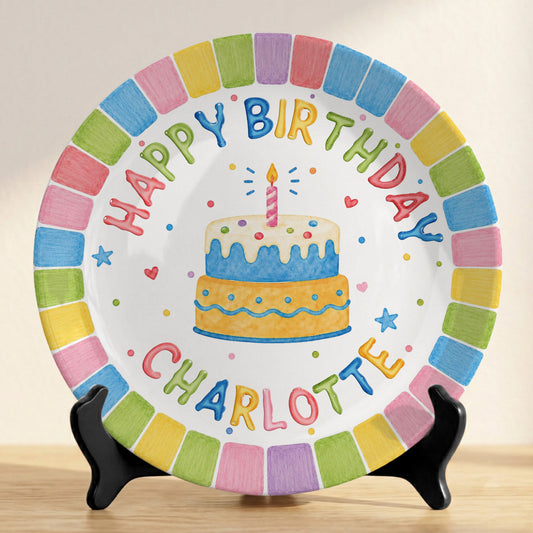 Pastel Rainbow Birthday Personalized Birthday Plate P723FGH0