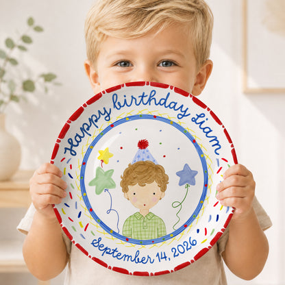 Party Boy Portrait Personalized Birthday Plate P611H1D0