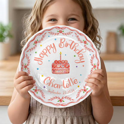 Coral Rose Cake Personalized Birthday Plate P417BXK0