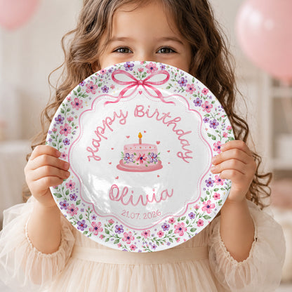 Floral Cake Personalized Birthday Plate P69JKI0