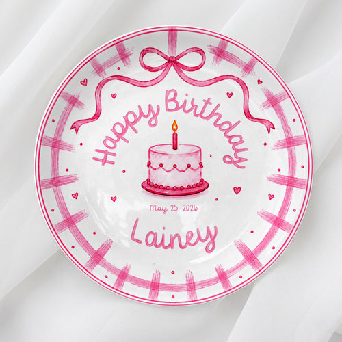 Pink Bow Personalized Birthday Plate for Girl P728KC60