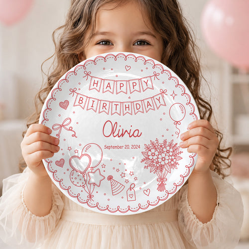 Birthday Banner and Balloons Personalized Birthday Plate P41012O0