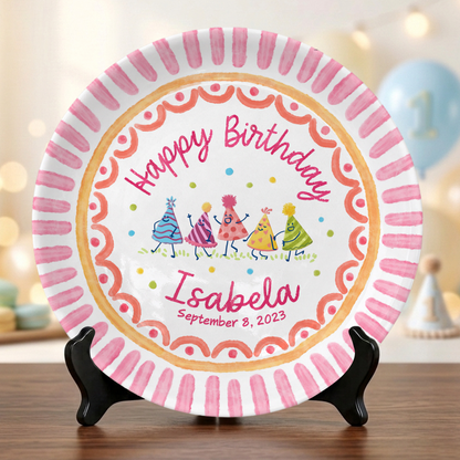 Colorful Celebration Keepsake Custom Ceramic Personalized Birthday Plate P820USX0