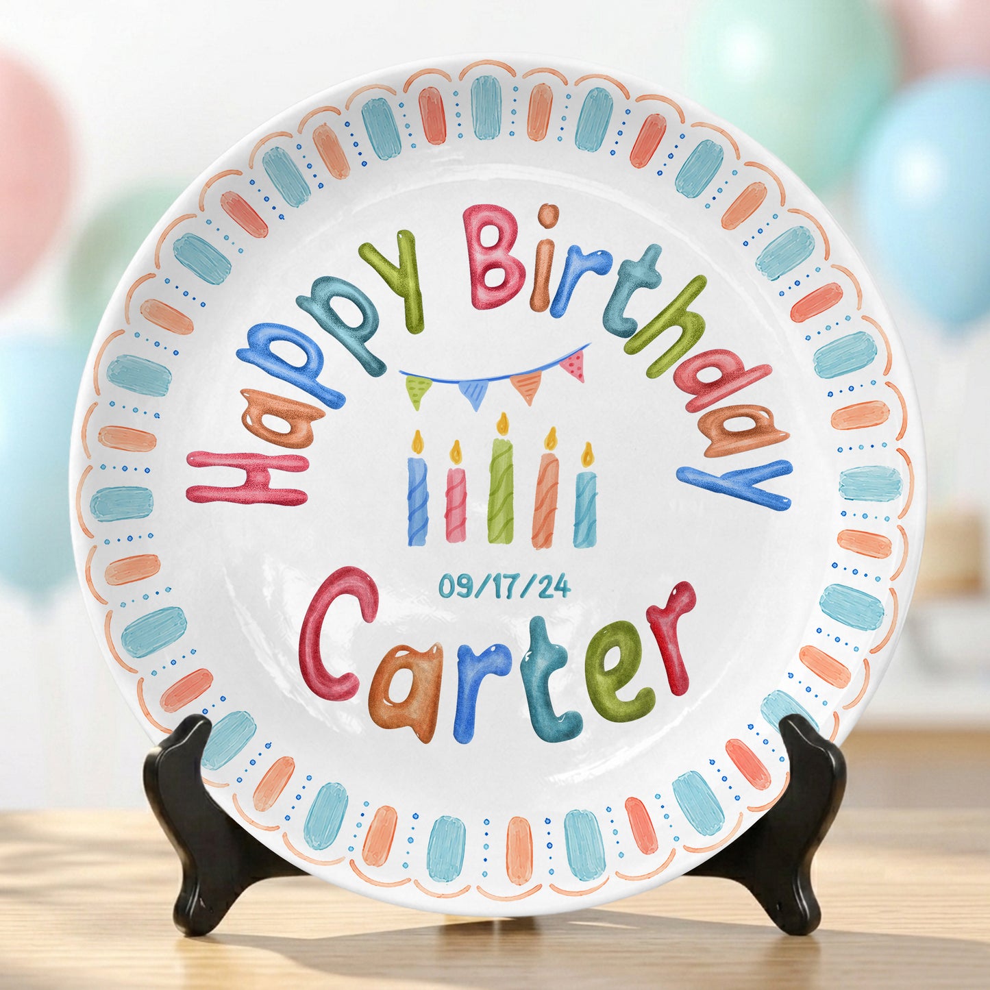 Custom Name Date Kids Birthday Keepsake Boy Gift Personalized Birthday Plate P818VEG0