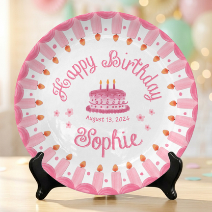 Pink Strawberry Birthday Personalized Birthday Plate for Girls First Gift P810KB70