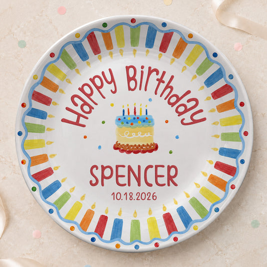 Kids Cake Keepsake Custom Name Ceramic Personalized Birthday Plate P826FVK0