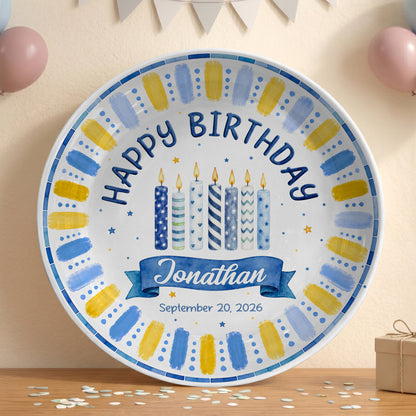 Blue Birthday Candles Keepsake Personalized Birthday Plate P729XG0