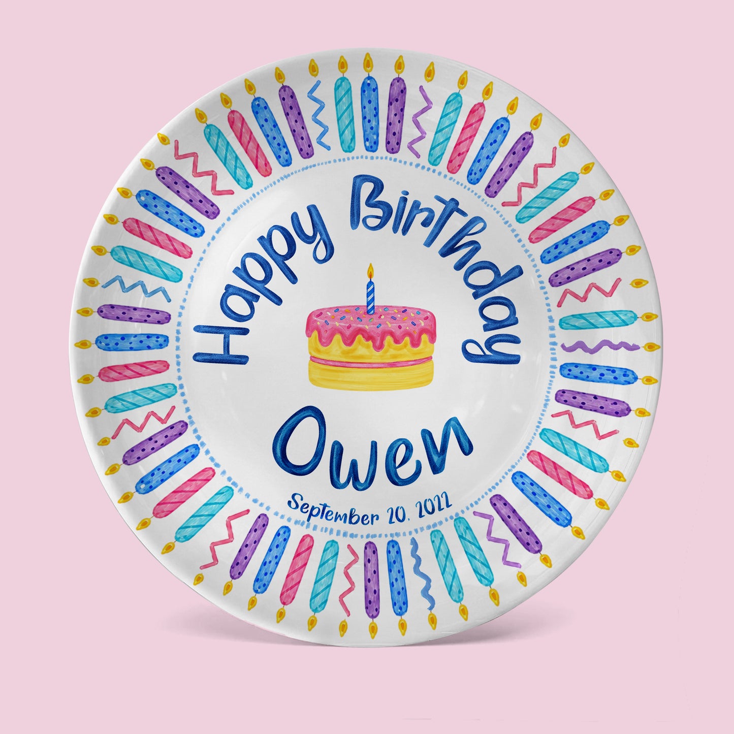 Colorful Birthday Candles Keepsake Personalized Birthday Plate P716Z5U0