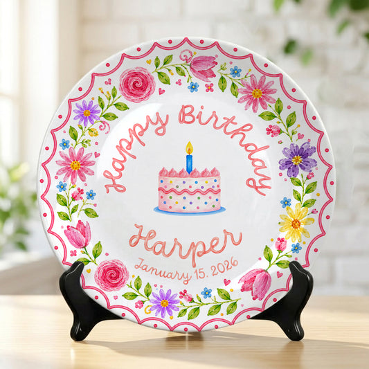 Wildflower Birthday Keepsake Personalized Birthday Plate P718MC30