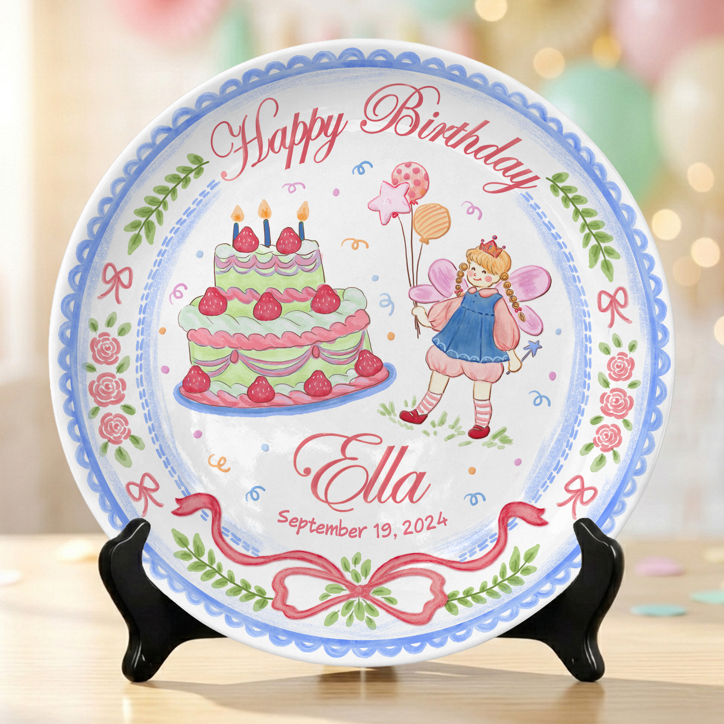 Princess Girl Custom Name Cake Keepsake Personalized Birthday Plate P81497F0