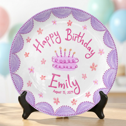 Pastel Girl Cake Custom Name Keepsake Gift Personalized Birthday Plate P818JBN0