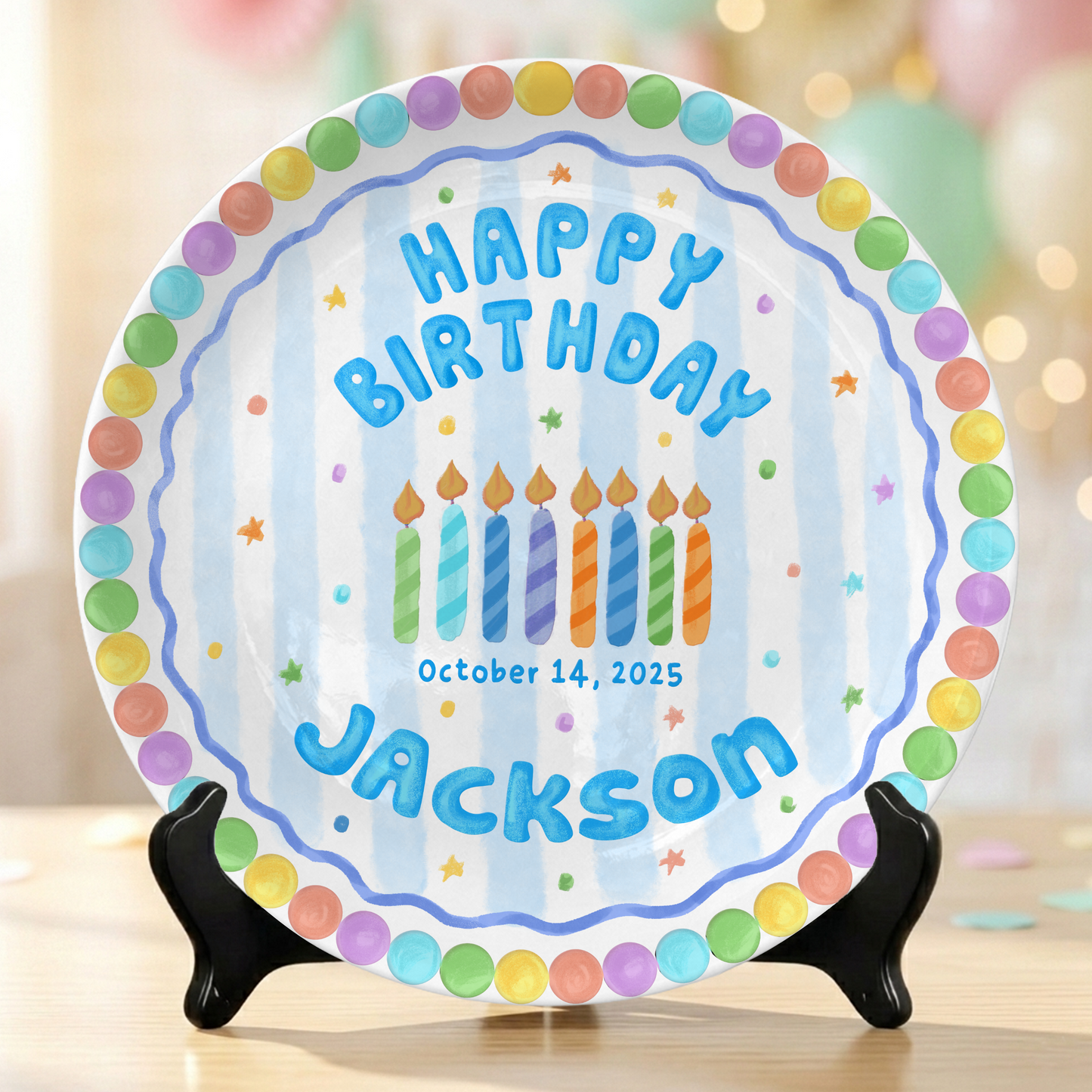 Pastel Cute Cake Kids Party Keepsake Gift Personalized Birthday Plate P818QTK0