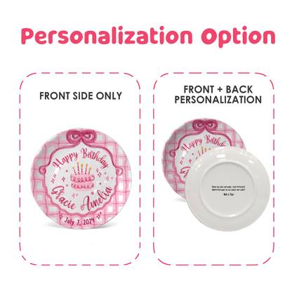 Pink Plaid Cake Personalized Birthday Plate P212ZP80
