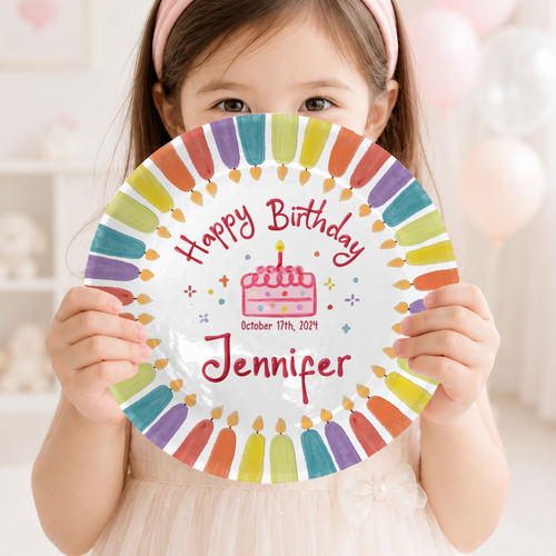 Colorful Candle Border Cake Personalized Birthday Plate P5261HK0