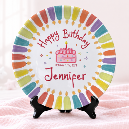 Colorful Candle Border Cake Personalized Birthday Plate P5261HK0