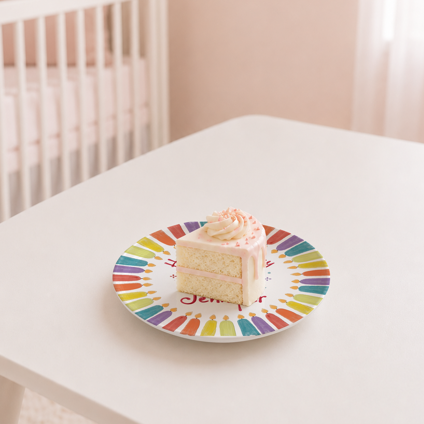 Colorful Candle Border Cake Personalized Birthday Plate P5261HK0