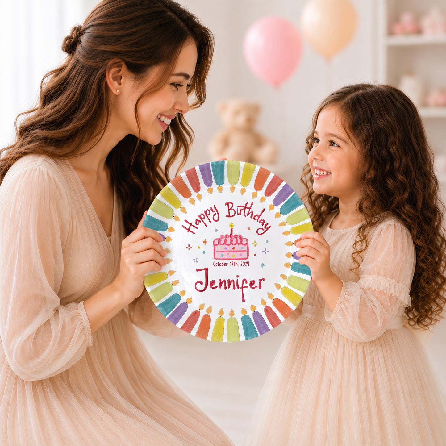 Colorful Candle Border Cake Personalized Birthday Plate P5261HK0