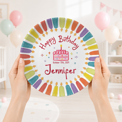 Colorful Candle Border Cake Personalized Birthday Plate P5261HK0