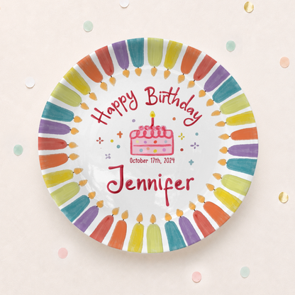 Colorful Candle Border Cake Personalized Birthday Plate P5261HK0