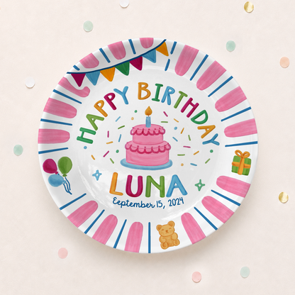 Pink Birthday Party Keepsake Personalized Birthday Plate for Girls P625UHF0