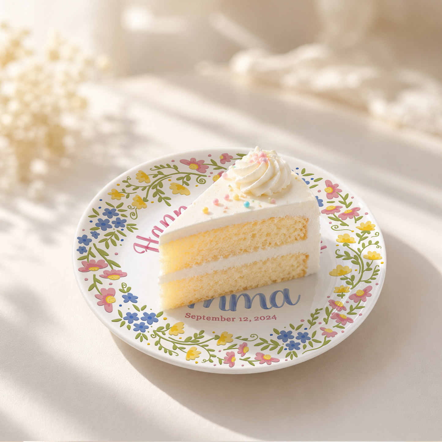 Botanical Birthday Cake Personalized Birthday Plate P715VI0