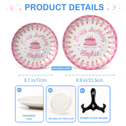 Pink Strawberry Birthday Personalized Birthday Plate for Girls First Gift P810KB70