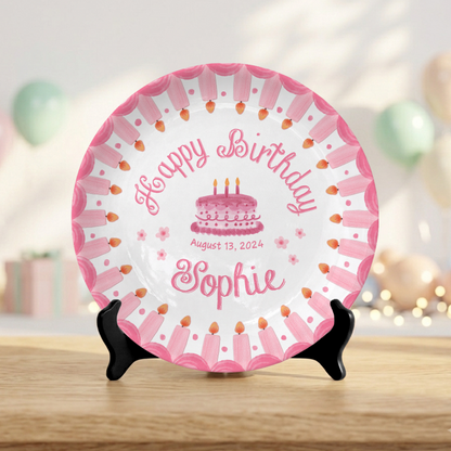 Pink Strawberry Birthday Personalized Birthday Plate for Girls First Gift P810KB70
