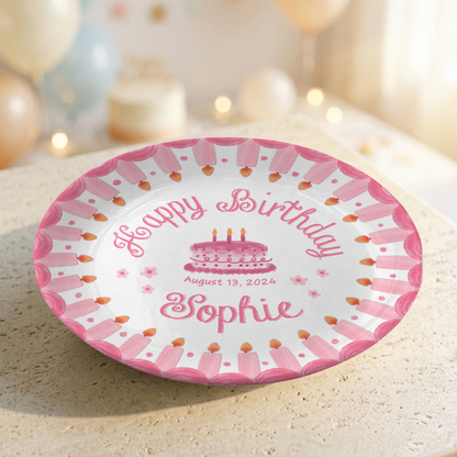 Pink Strawberry Birthday Personalized Birthday Plate for Girls First Gift P810KB70