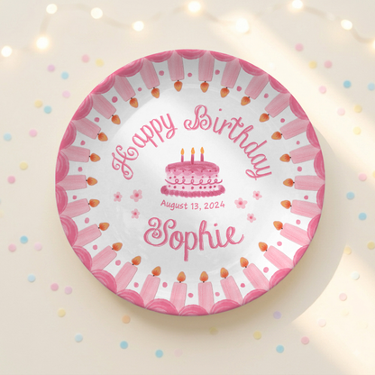 Pink Strawberry Birthday Personalized Birthday Plate for Girls First Gift P810KB70