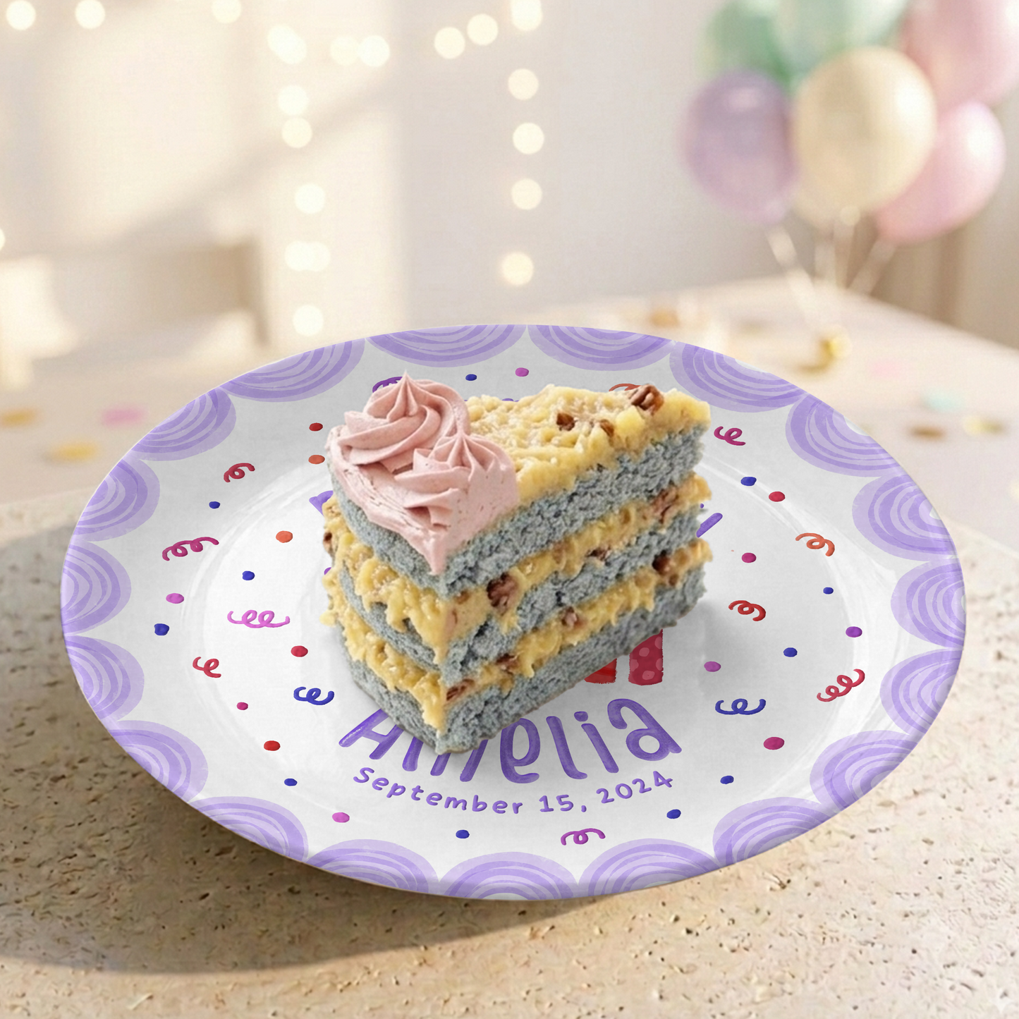 Purple Candle Personalized Birthday Plate for Girls Kids Gift P810YTM0