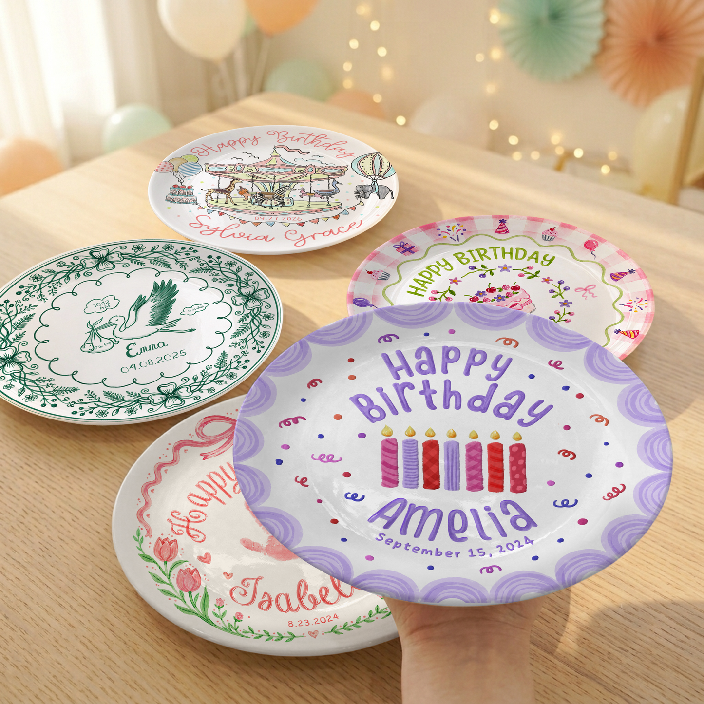 Purple Candle Personalized Birthday Plate for Girls Kids Gift P810YTM0