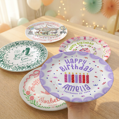 Purple Candle Personalized Birthday Plate for Girls Kids Gift P810YTM0