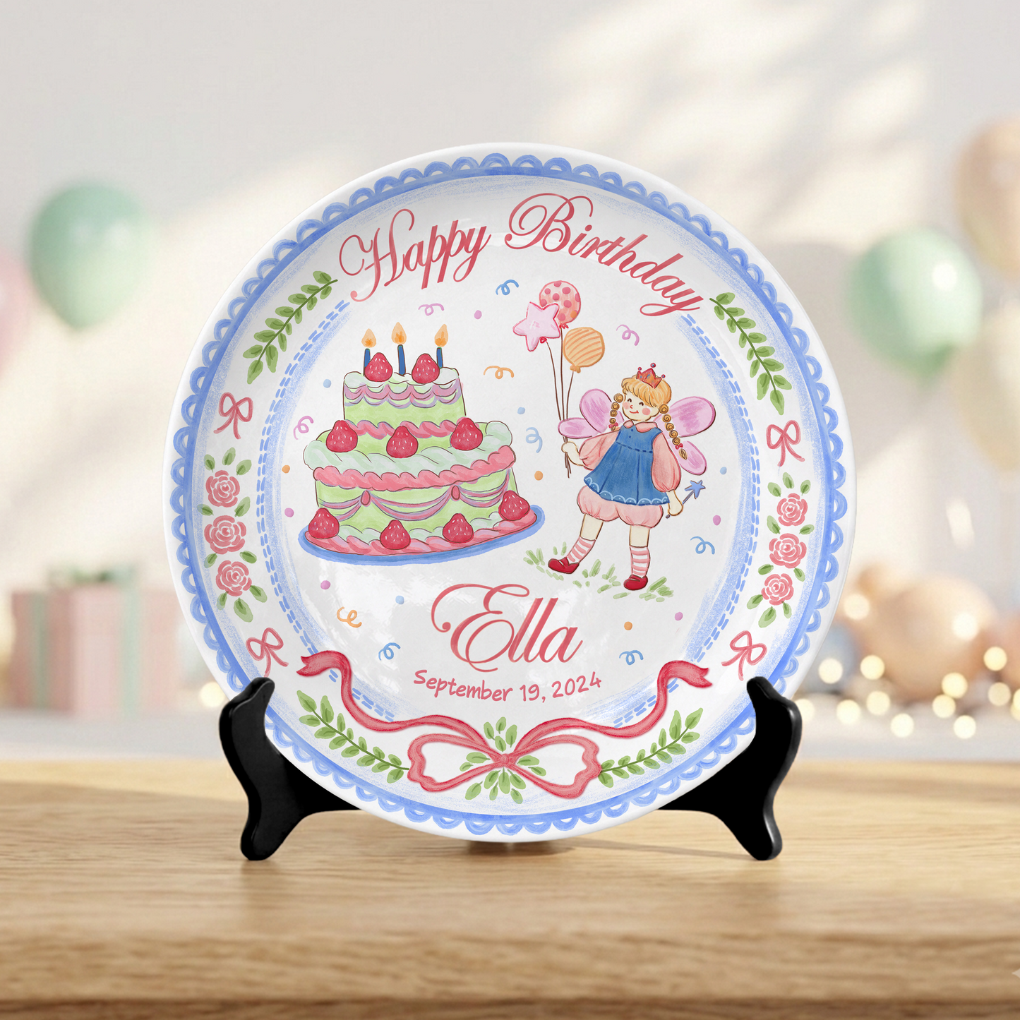 Princess Girl Custom Name Cake Keepsake Personalized Birthday Plate P81497F0