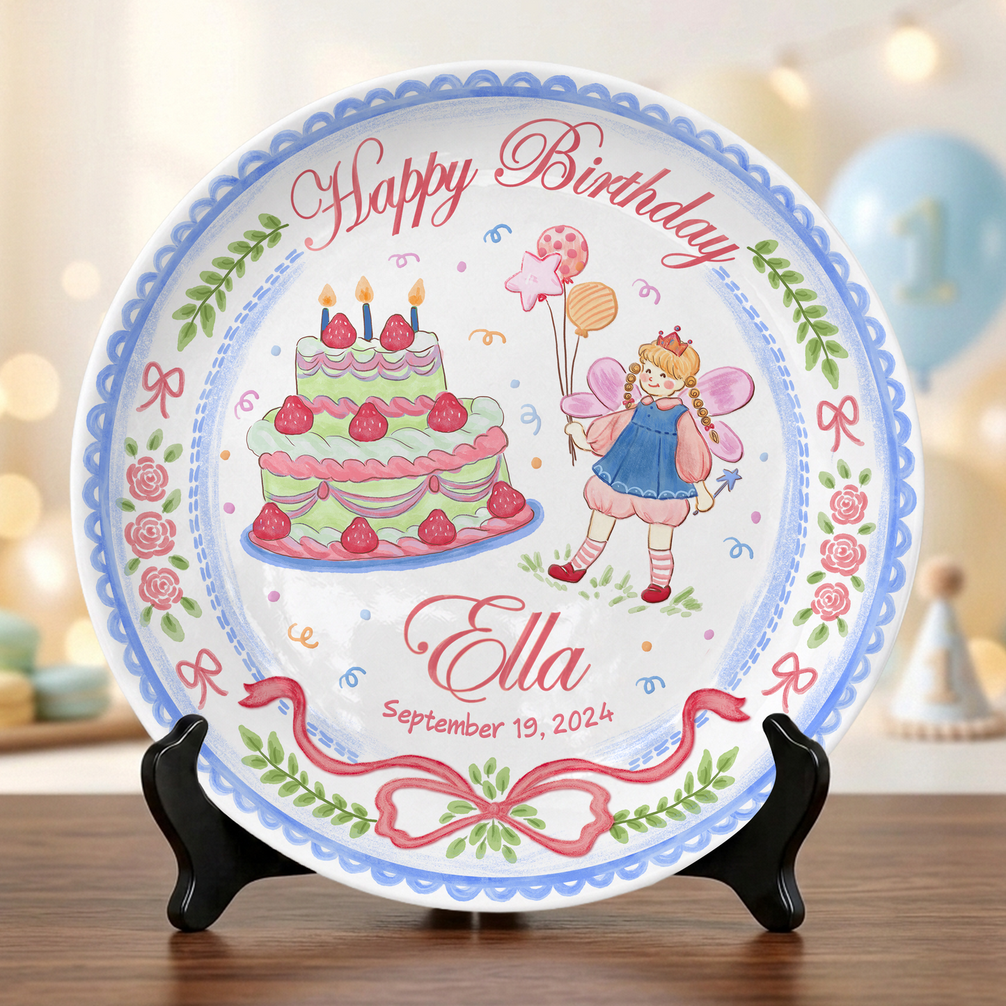 Princess Girl Custom Name Cake Keepsake Personalized Birthday Plate P81497F0
