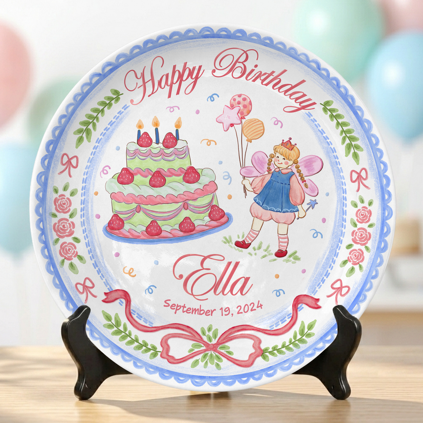 Princess Girl Custom Name Cake Keepsake Personalized Birthday Plate P81497F0