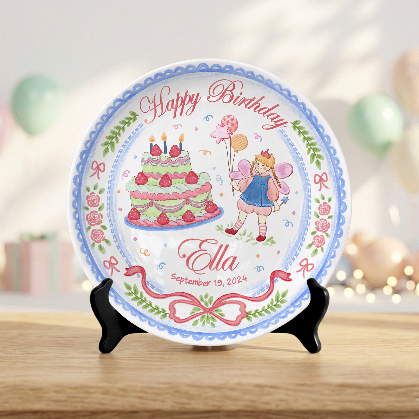 Princess Girl Custom Name Cake Keepsake Personalized Birthday Plate P81497F0