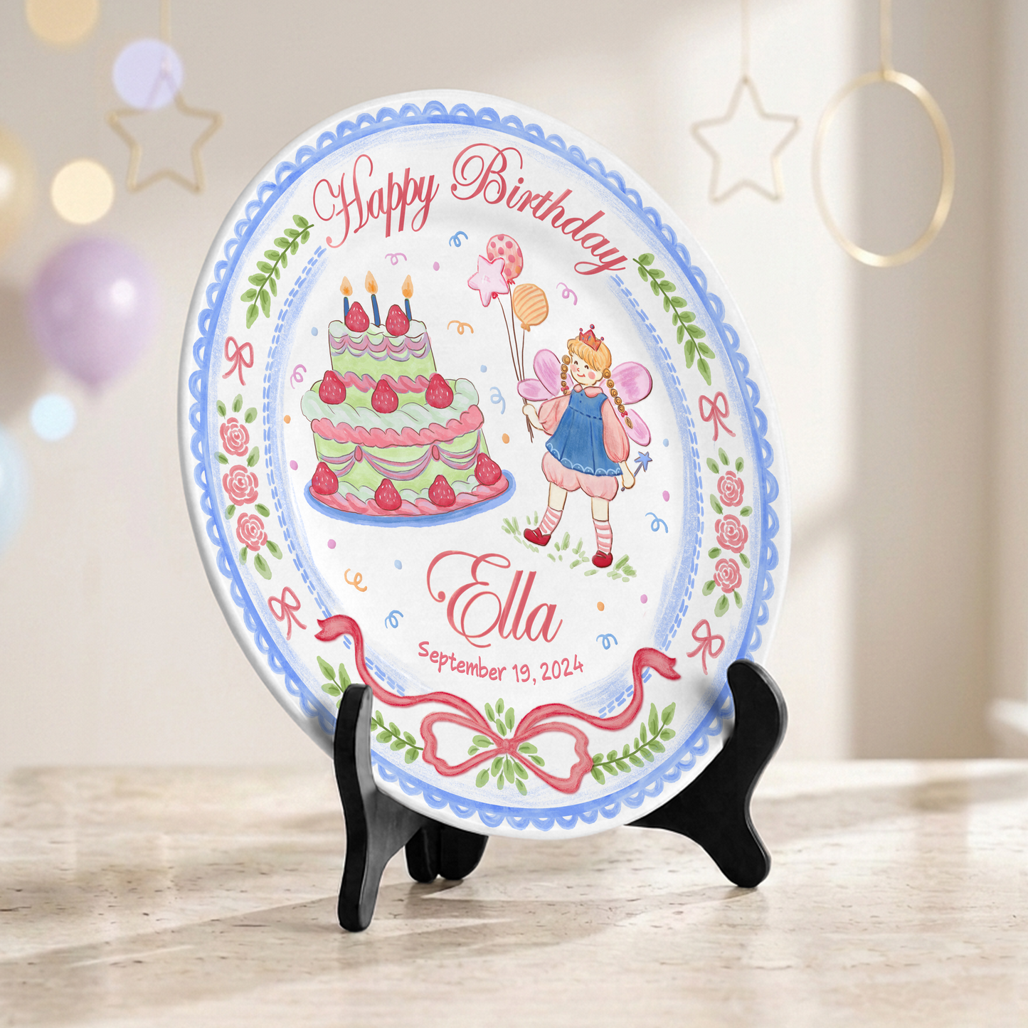 Princess Girl Custom Name Cake Keepsake Personalized Birthday Plate P81497F0