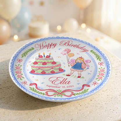 Princess Girl Custom Name Cake Keepsake Personalized Birthday Plate P81497F0