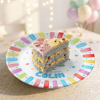 Colorful Rainbow Cake Kids Party Gift Keepsake Personalized Birthday Plate P814NZN0